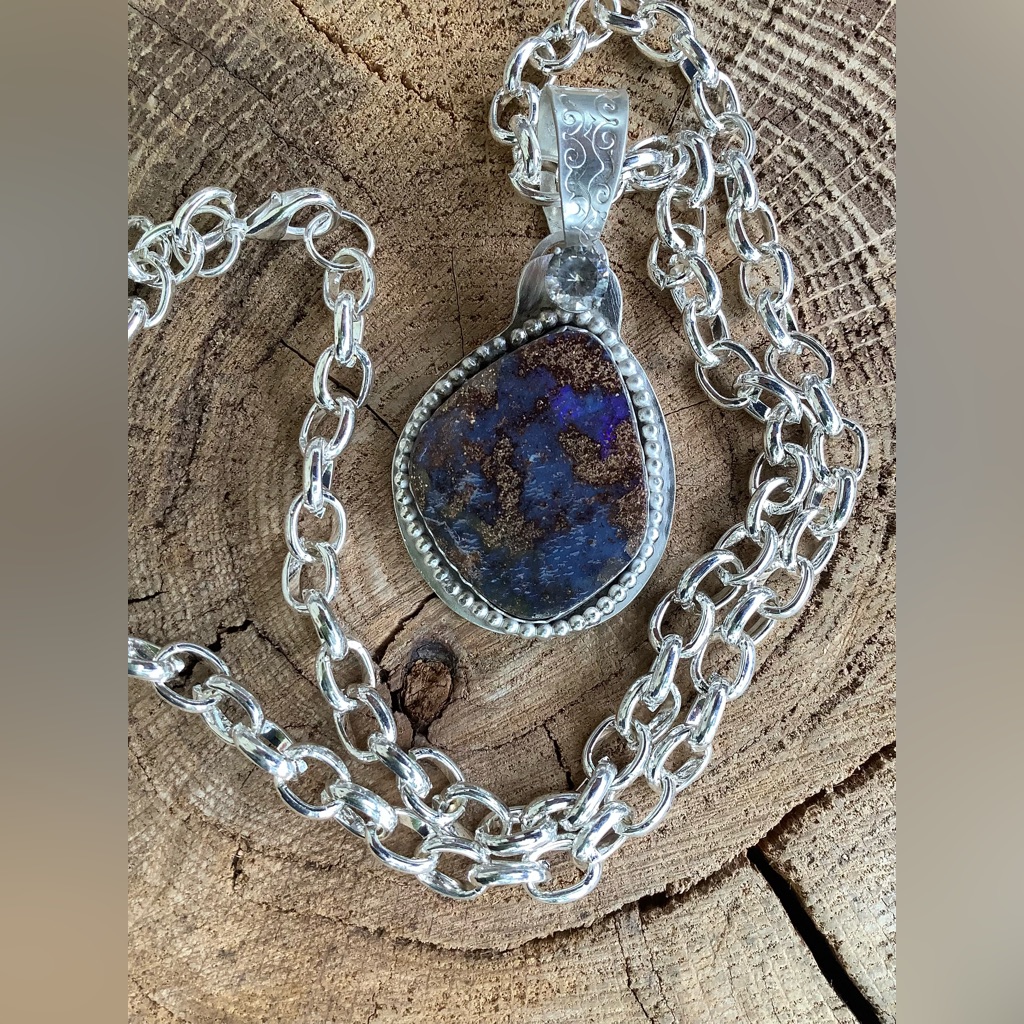 Boulder Opal Sterling Necklace